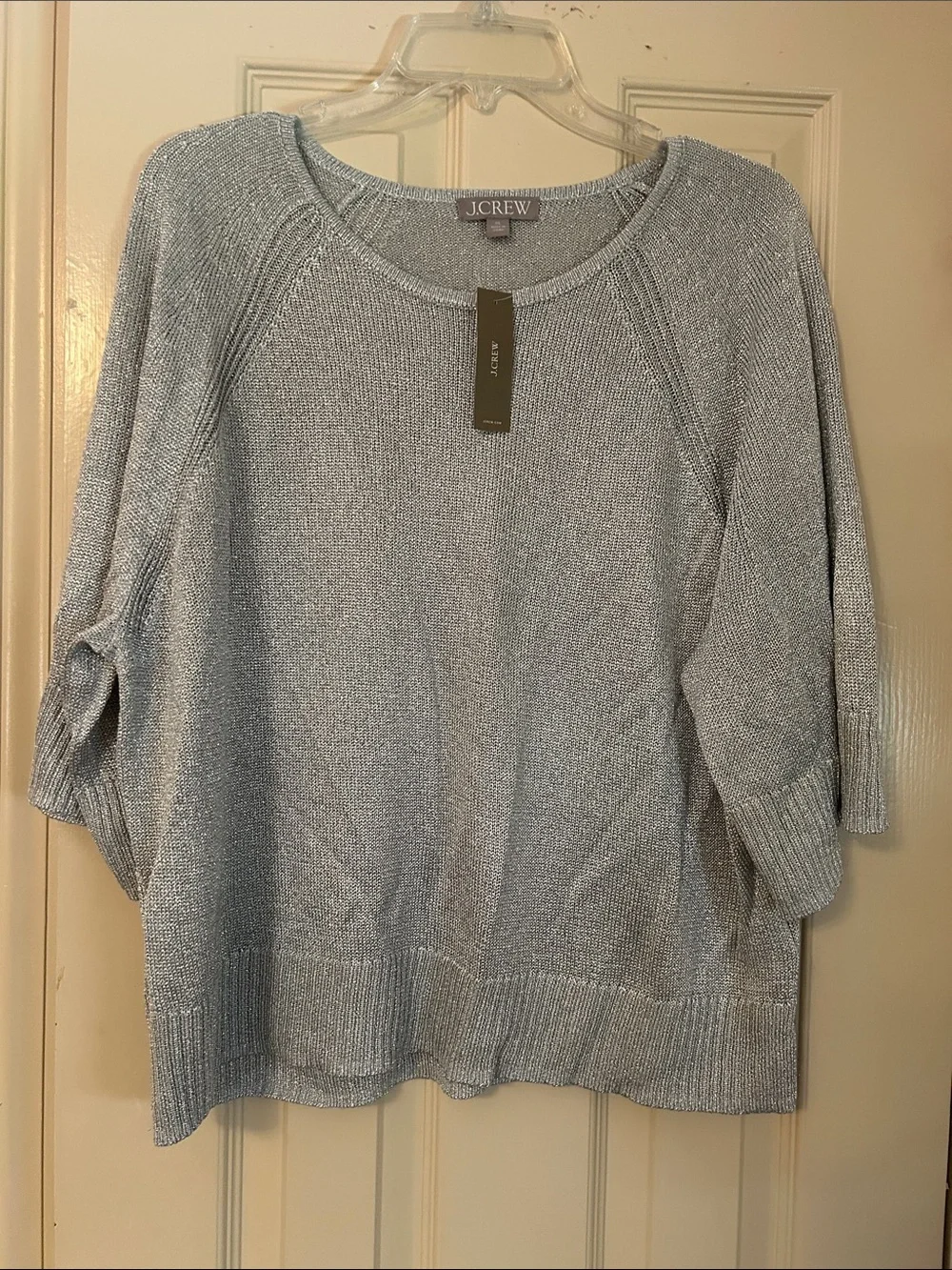 J. Crew Silver Metallic Crewneck Sweater